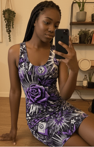Midrave Black and Purple Bodycon Punk Rave Dress - Midrave