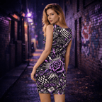 Midrave Black and Purple Bodycon Punk Rave Dress - Midrave