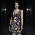 Midrave Blue and Pink Skull Punk Bodycon Rave Dress - Midrave