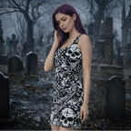 Midrave White and Black Skulls Punk Bodycon Rave Dress - Midrave